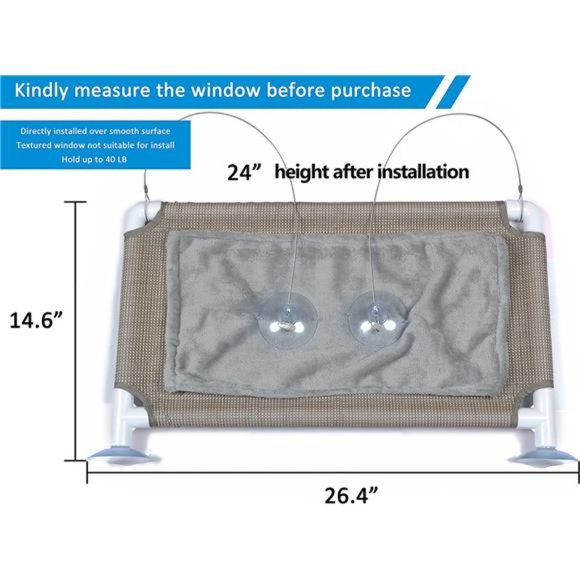 Cat Bed Window, Cat Window Hammock Window Perch, Safety Cat Shelves Space Saving - Picture 2 of 6